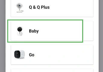 Select your device type and hit Arlo Baby